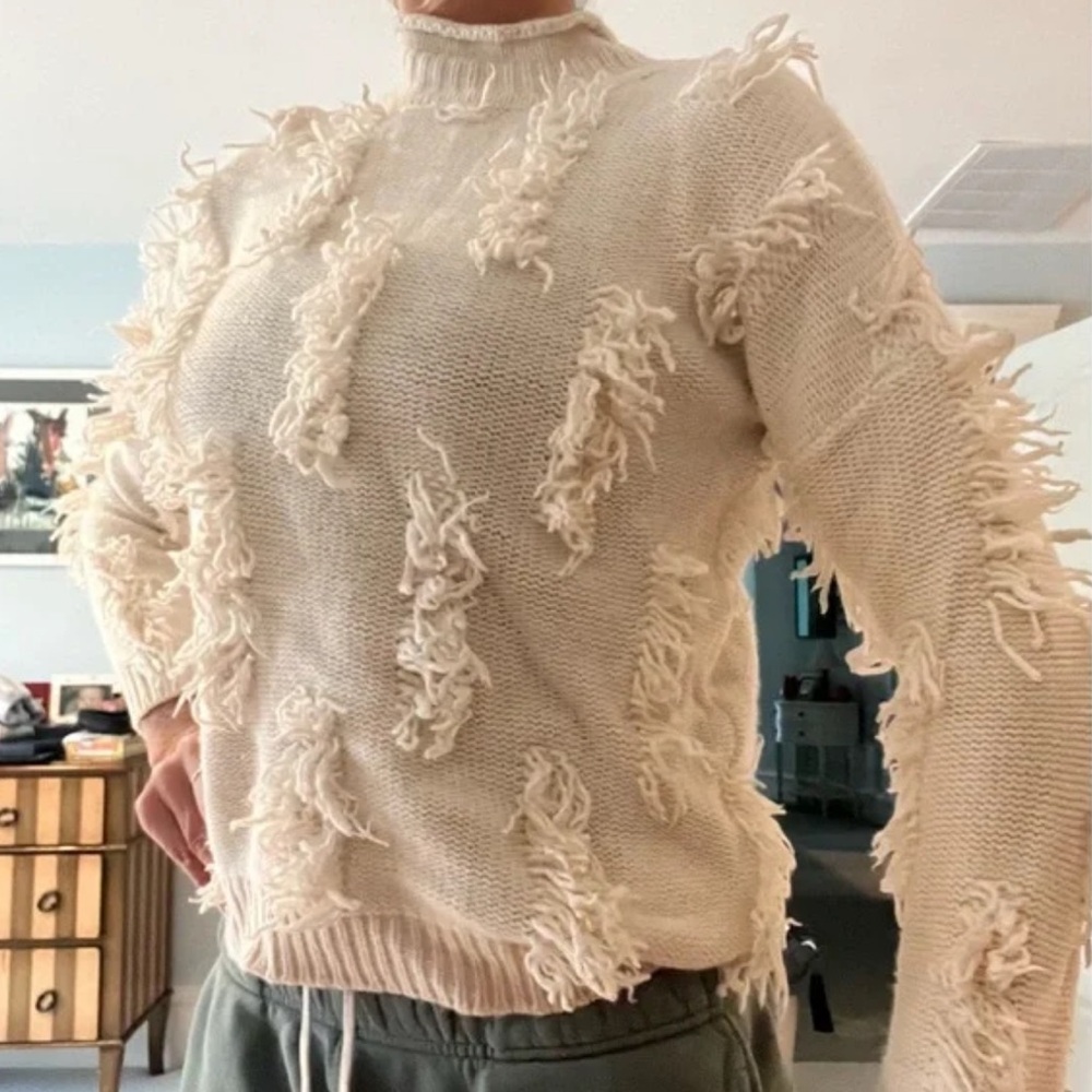 Magaschoni‎ Textured Cream Sweater Size Large